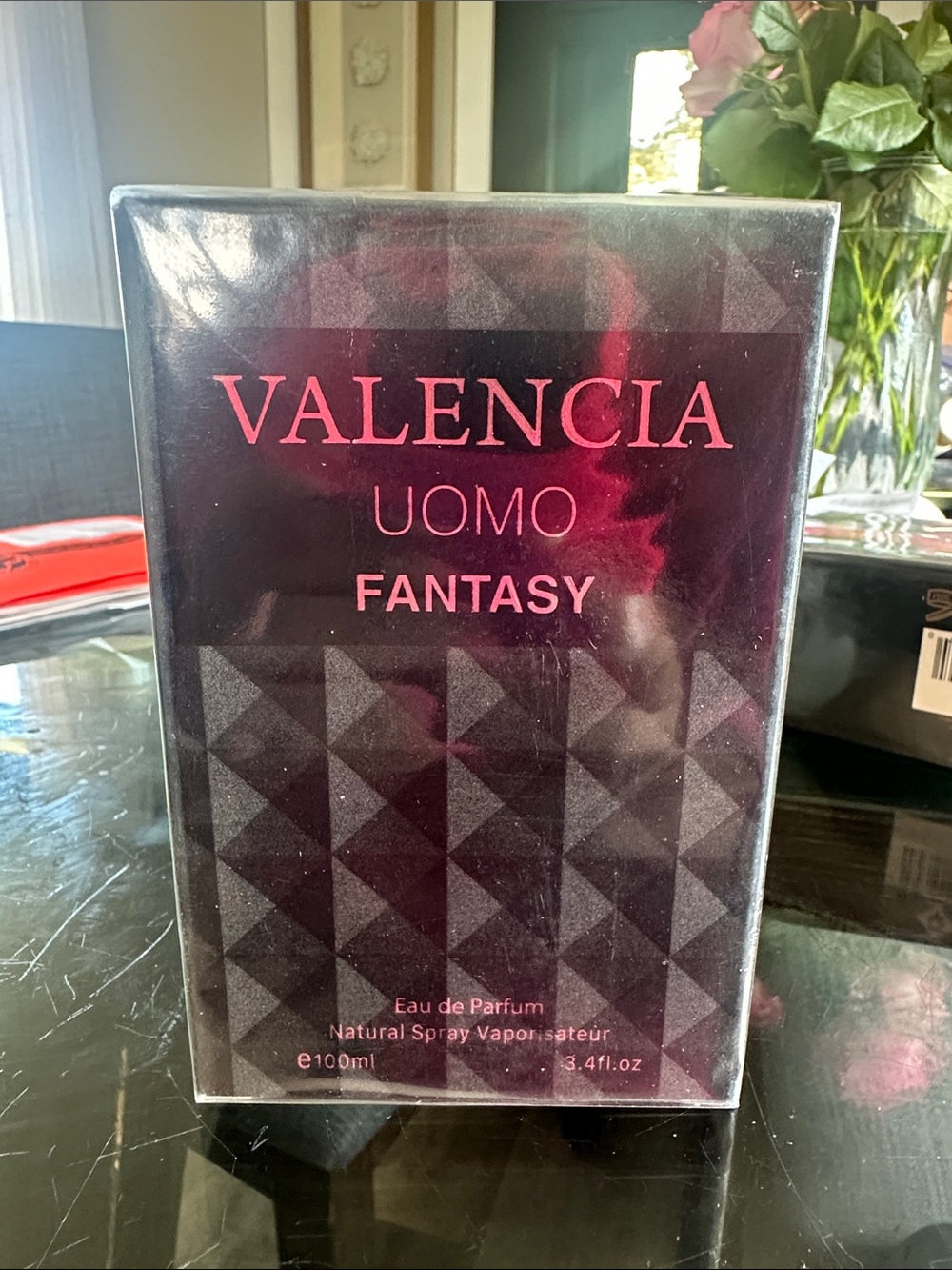 VALENCIA Uomo Fantasy Eau de Parfum - Deep Burgundy & Pink Packaging